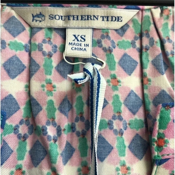 New SOUTHERN TIDE Ashlee Dress Tropical Palm Green soft geometric print beach - Picture 14 of 14